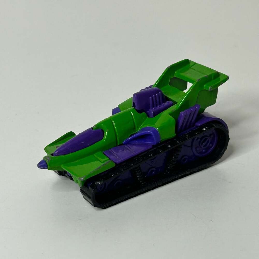 Vintage 1992 Hot Wheels Anteater Green and Purple Jet Tank Diecast Car